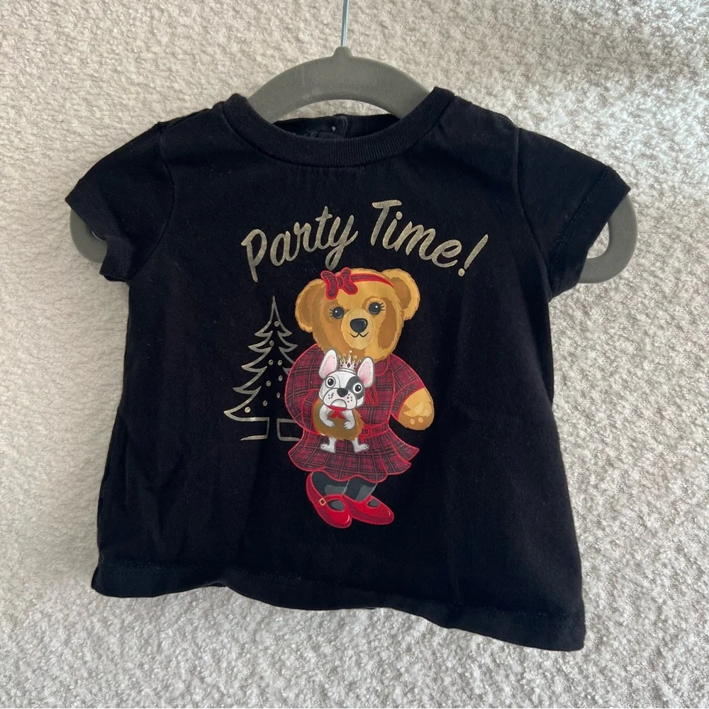 Ralph Lauren Baby Infant Black Party Time Bear Short Sleeve‎ Shirt Size 3 Months